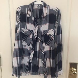 Charlotte Russe Red White Navy Plaid Flannel